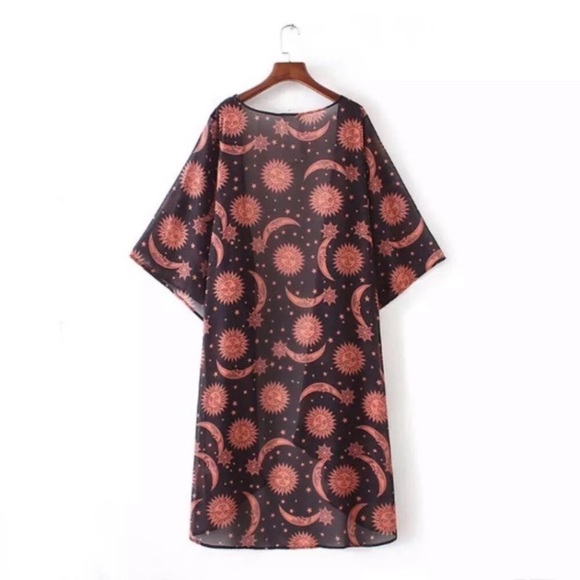 Celestial Sun Moon Long Kimono Cardigan - Picture 7 of 8